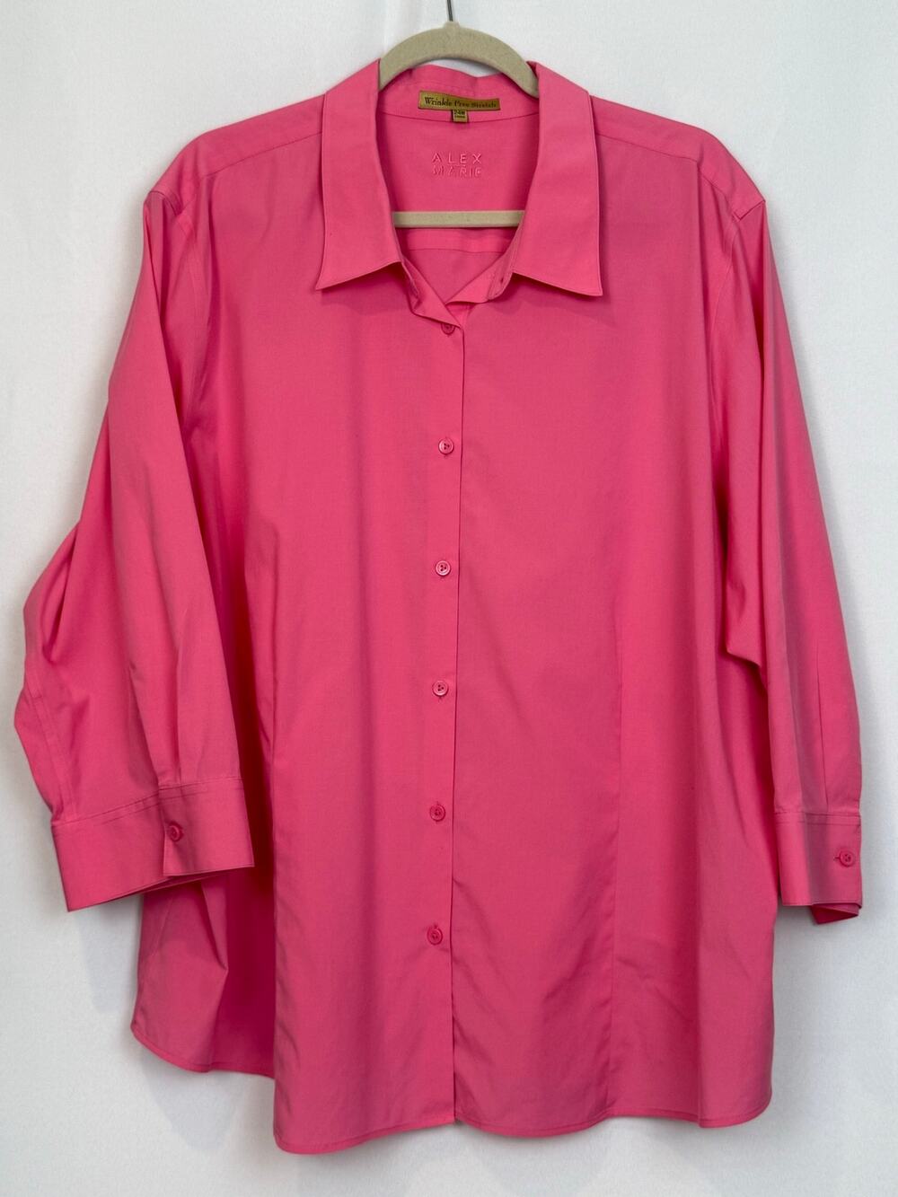 Alex Marie Wrinkle Free Stretch Blouse 24W Pink Coral Button Down